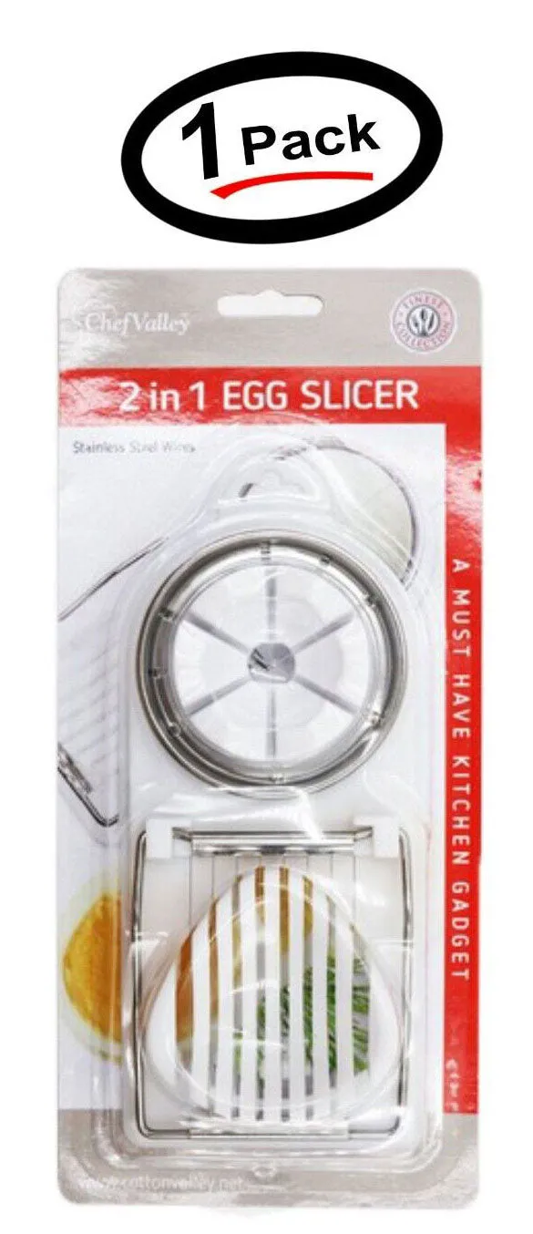 (1 Pack) 2 In 1 Stainless Steel Boiled Egg Slicer Mushroom Tomato Kitchen Choper