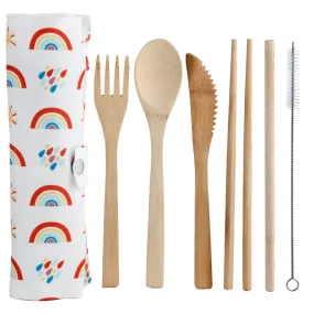 100% Natural Bamboo Cutlery 6 Piece Set - Somewhere Rainbow