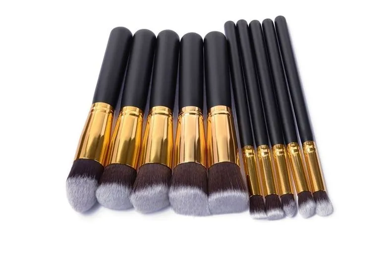 10pc Black & Gold Makeup Brush Set With Optional Butterfly Palette