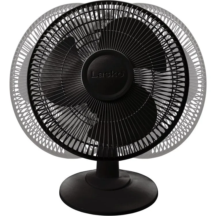 12" Three-Speed Oscillating Table Fan - Black