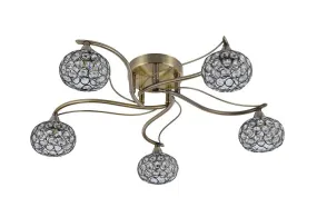 1305AB Antique Brass Semi Flush 5 Light