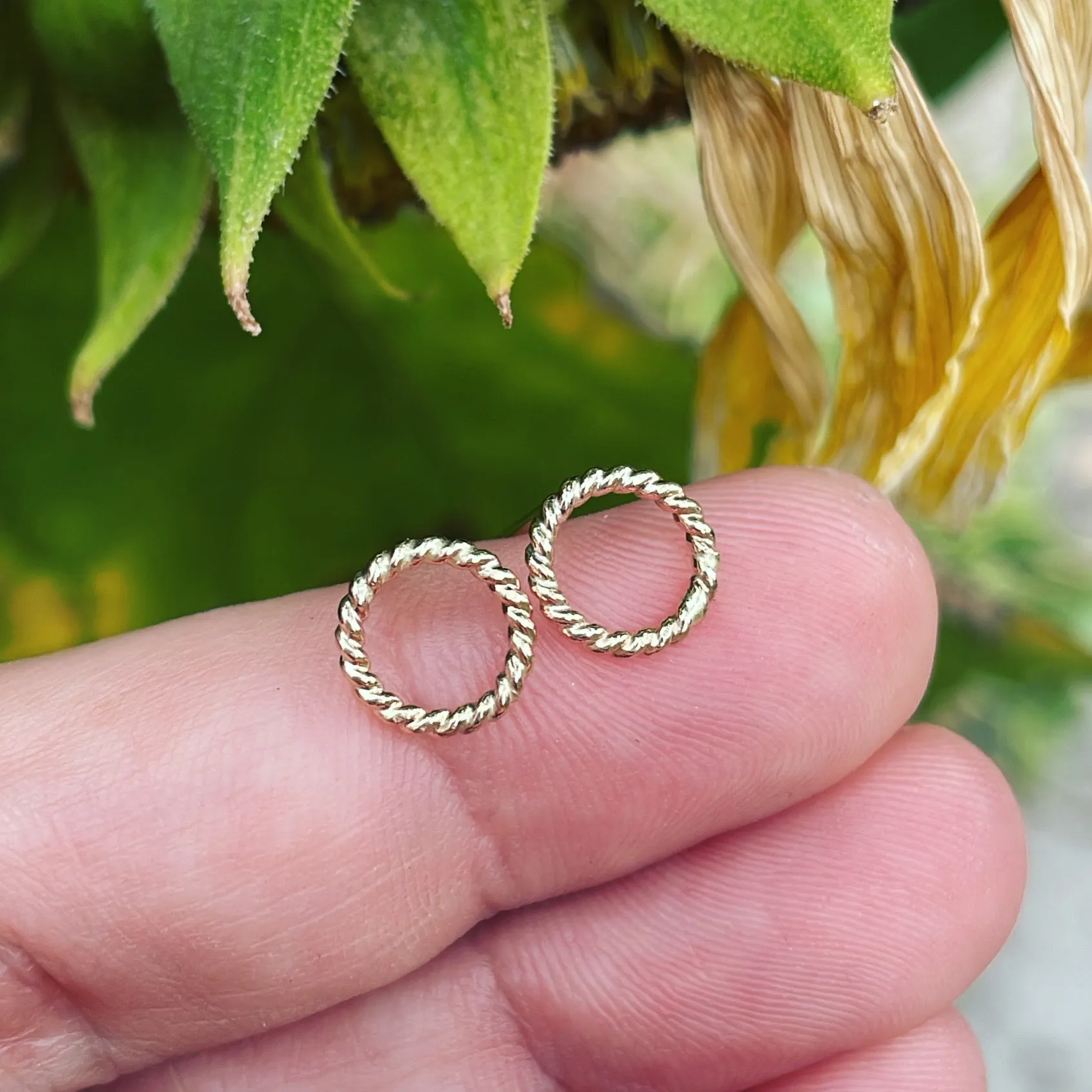 14K Gold-Filled "Tiny Twists" Circle Posts