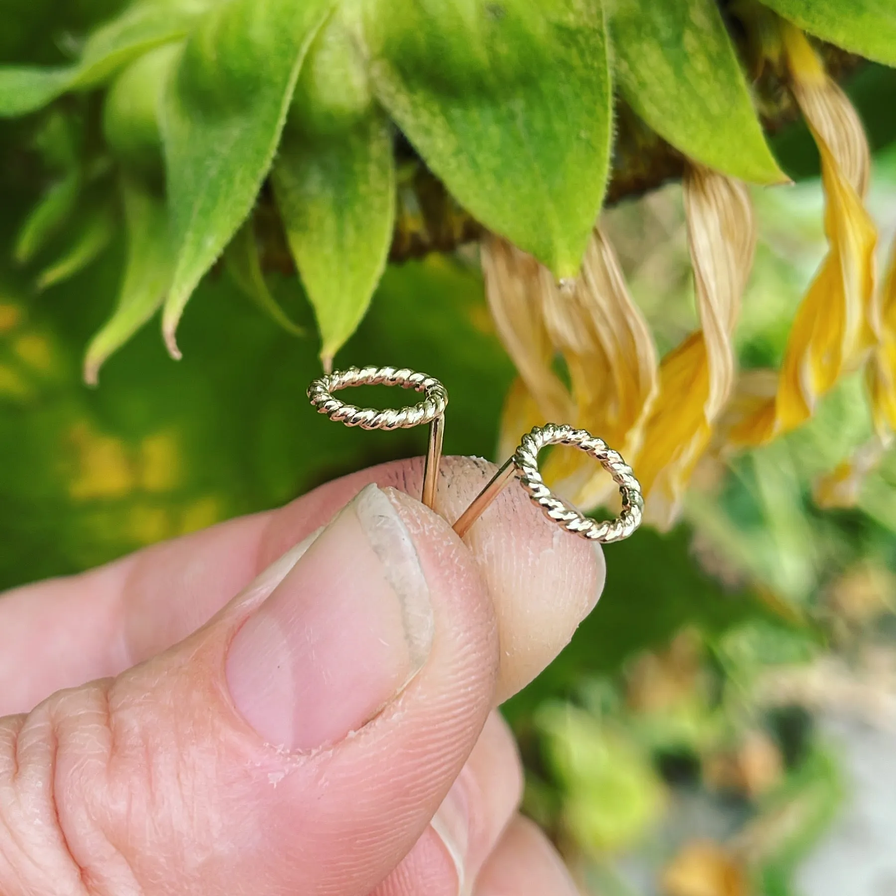 14K Gold-Filled "Tiny Twists" Circle Posts