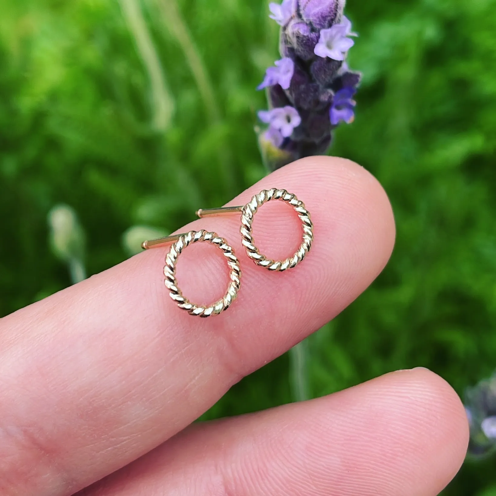 14K Gold-Filled "Tiny Twists" Circle Posts