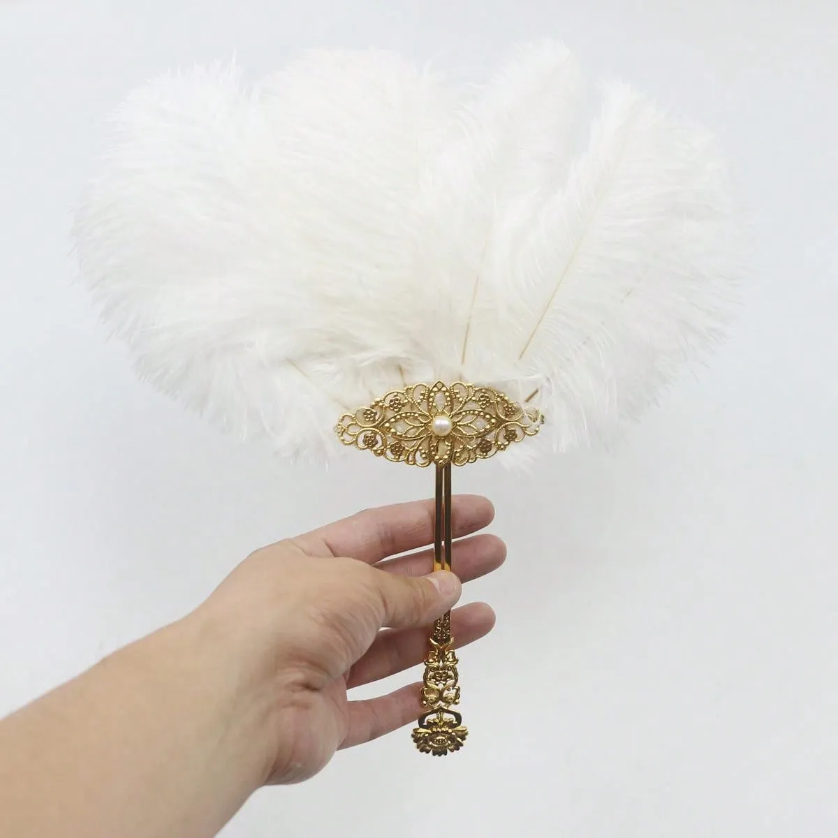 1pc Women Ostrich Feather Fan Vintage Bridal Tea Party Bouquote 1920 Bridesmaid 20s Gatsby Wedding Flapper Accessories