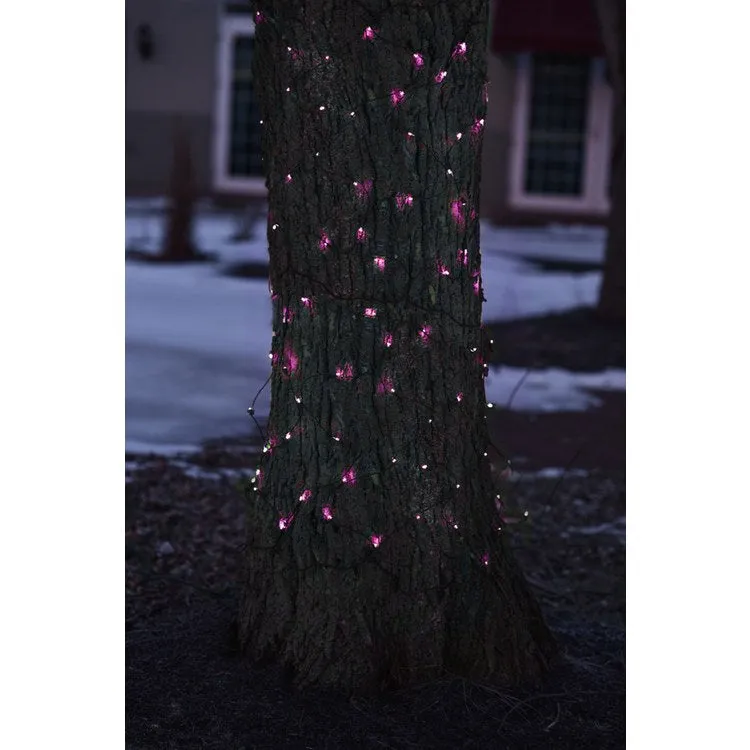 2' x 8' Pink LED Net-Style Tree Trunk-Wrap Christmas Lights with Brown Wire