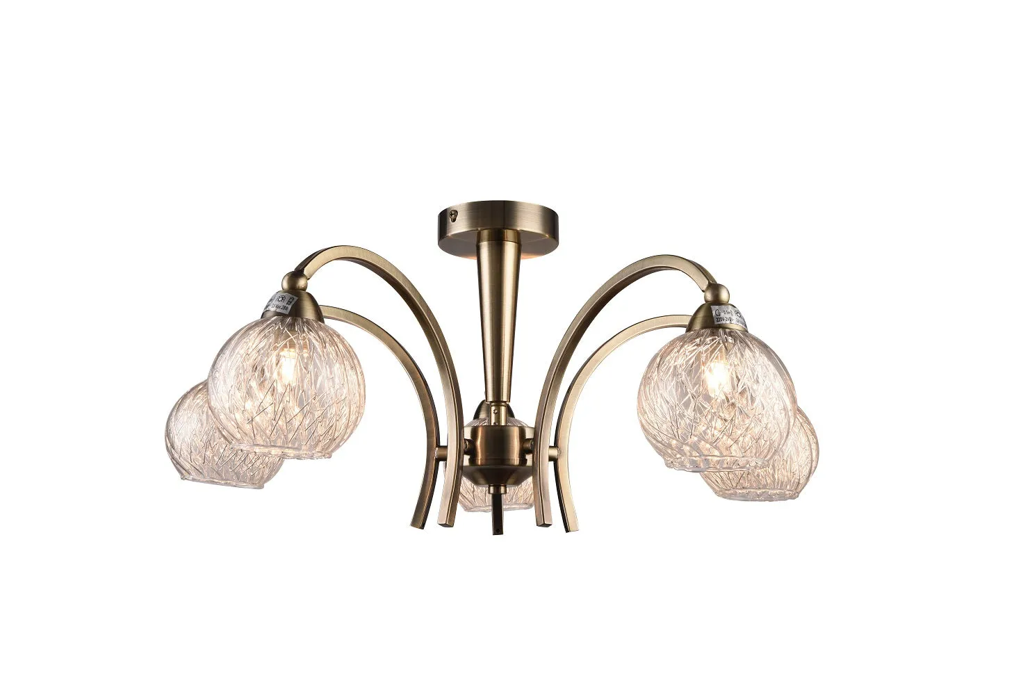 2075 AB  Semi Flush Antique Brass 5 Light