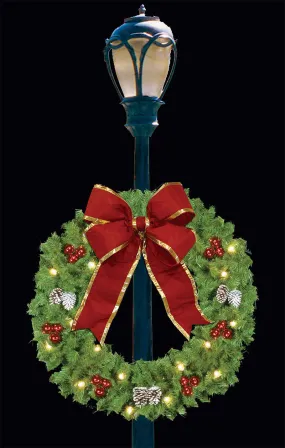 3' Center Mount Lamp Post Wreath with Bow