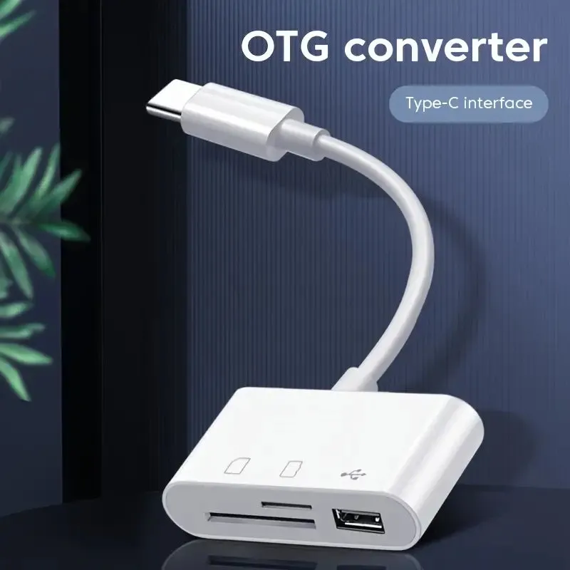 3-in-1 USB-C Card Reader - OTG SD/TF Memory Converter for iPad Pro, MacBook & Other Devices