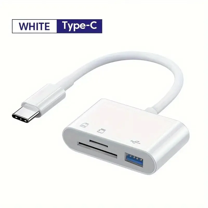 3-in-1 USB-C Card Reader - OTG SD/TF Memory Converter for iPad Pro, MacBook & Other Devices