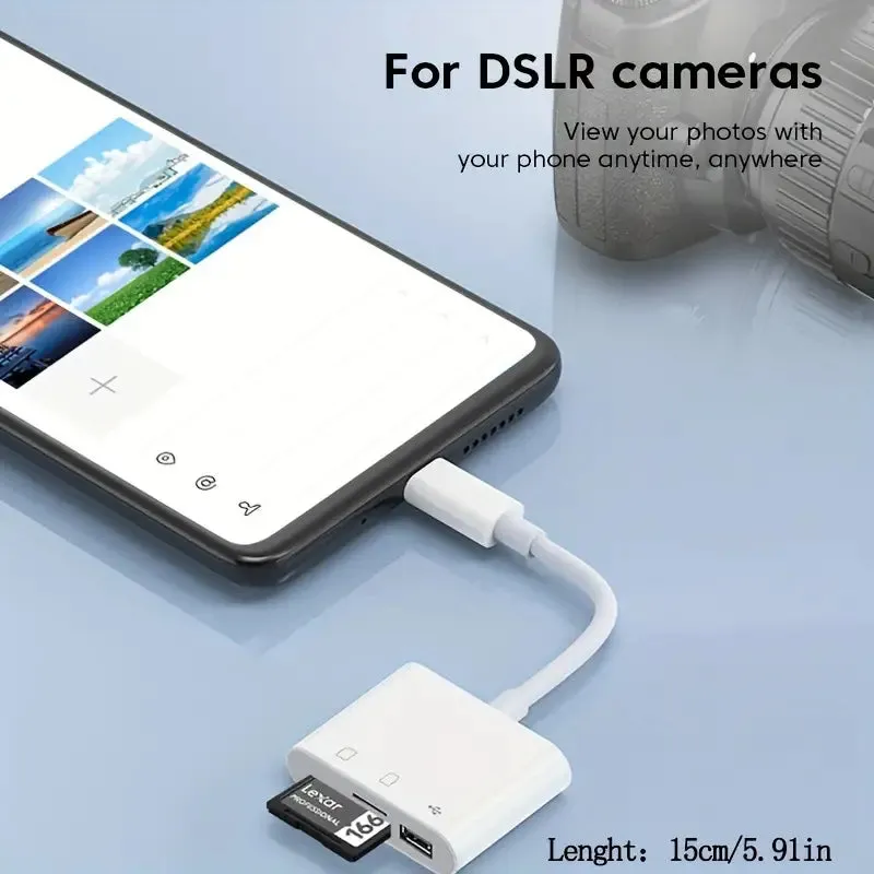 3-in-1 USB-C Card Reader - OTG SD/TF Memory Converter for iPad Pro, MacBook & Other Devices