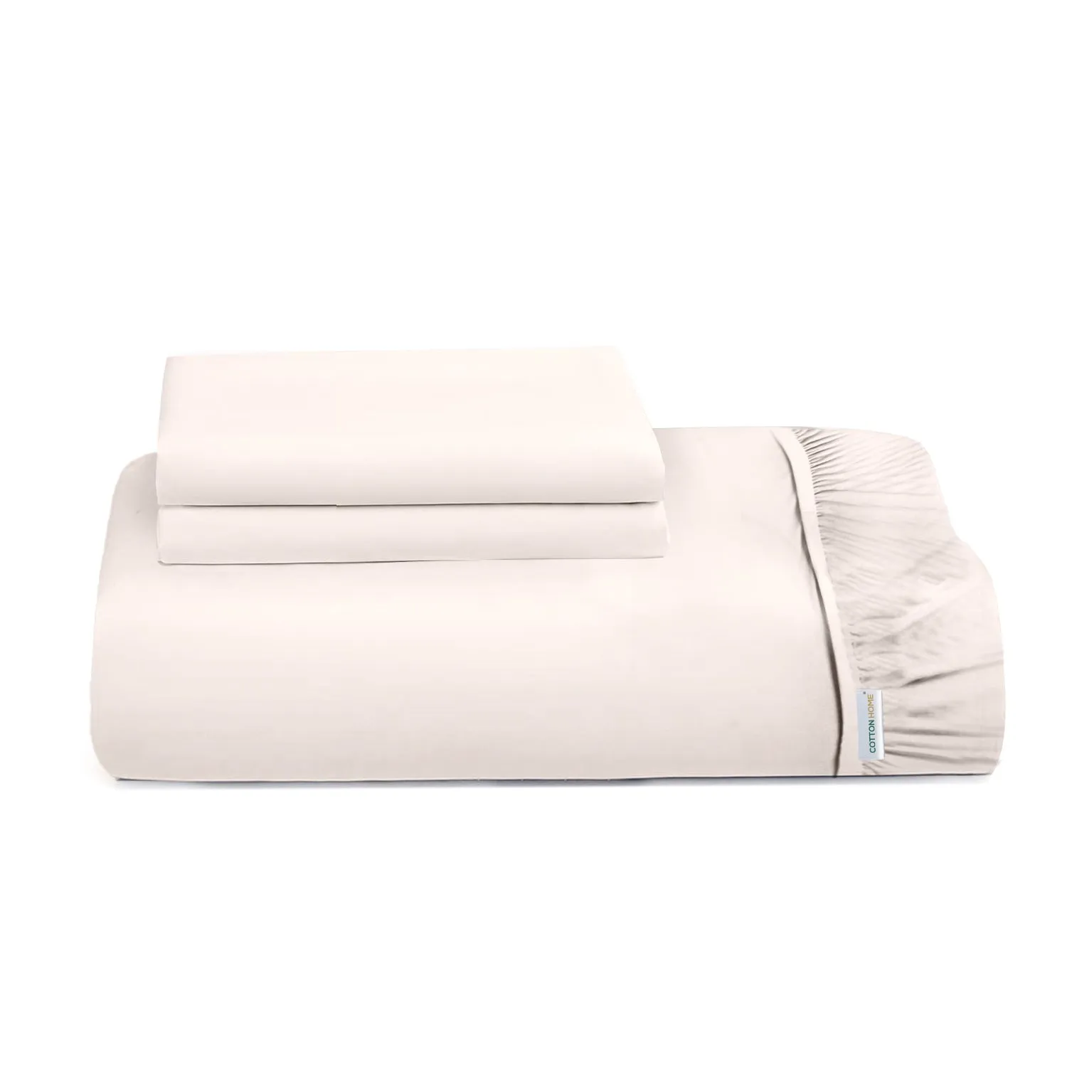 3 Piece Fitted Sheet Set Super Soft Ivory King Size 180x200 30cm with 2 Pillow Case