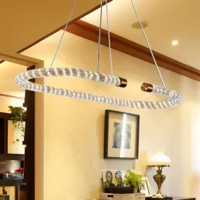 31.5" Wide LED Hanging Pendant Chandelier with Rope Crystal Shade - Golden Kitchen Ceiling Fixture