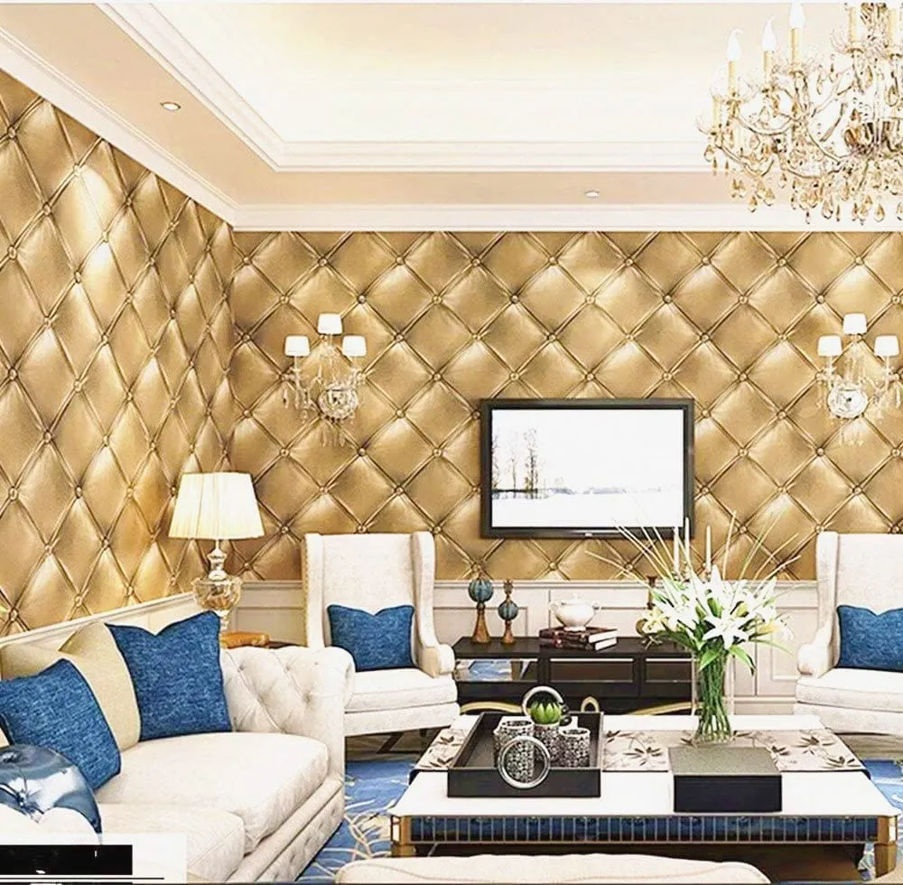 3D Faux Leather Textured Background Wall Pattern 20.8 In32.8 Ft=57 Sq.ft