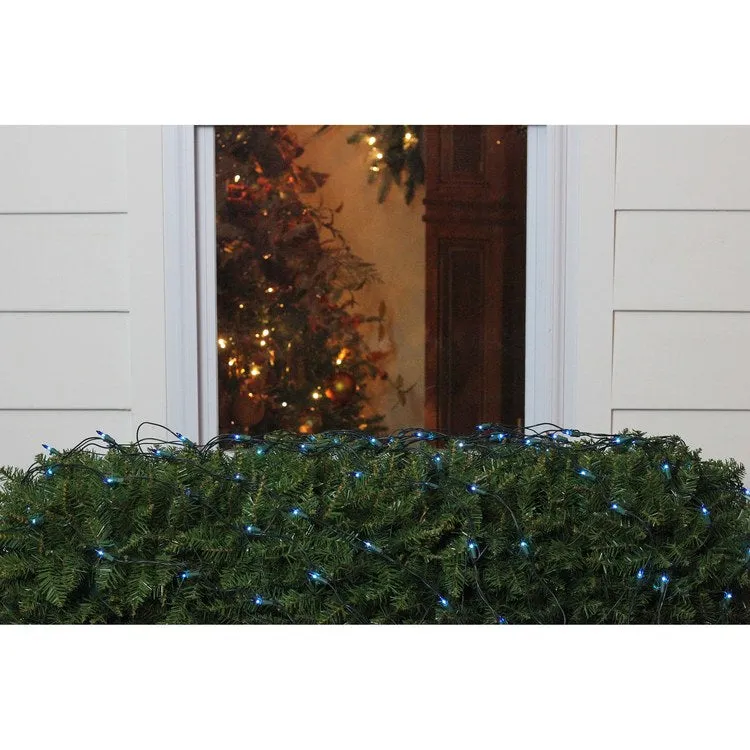 4' x 6' Blue Mini Incandescent Net-Style Christmas Lights with Green Wire