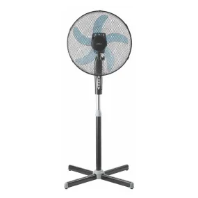 40cm Mistral Pedestal Fan 5 Banana Blades/3 Speed Settings/Oscillating/Adj Height - Black