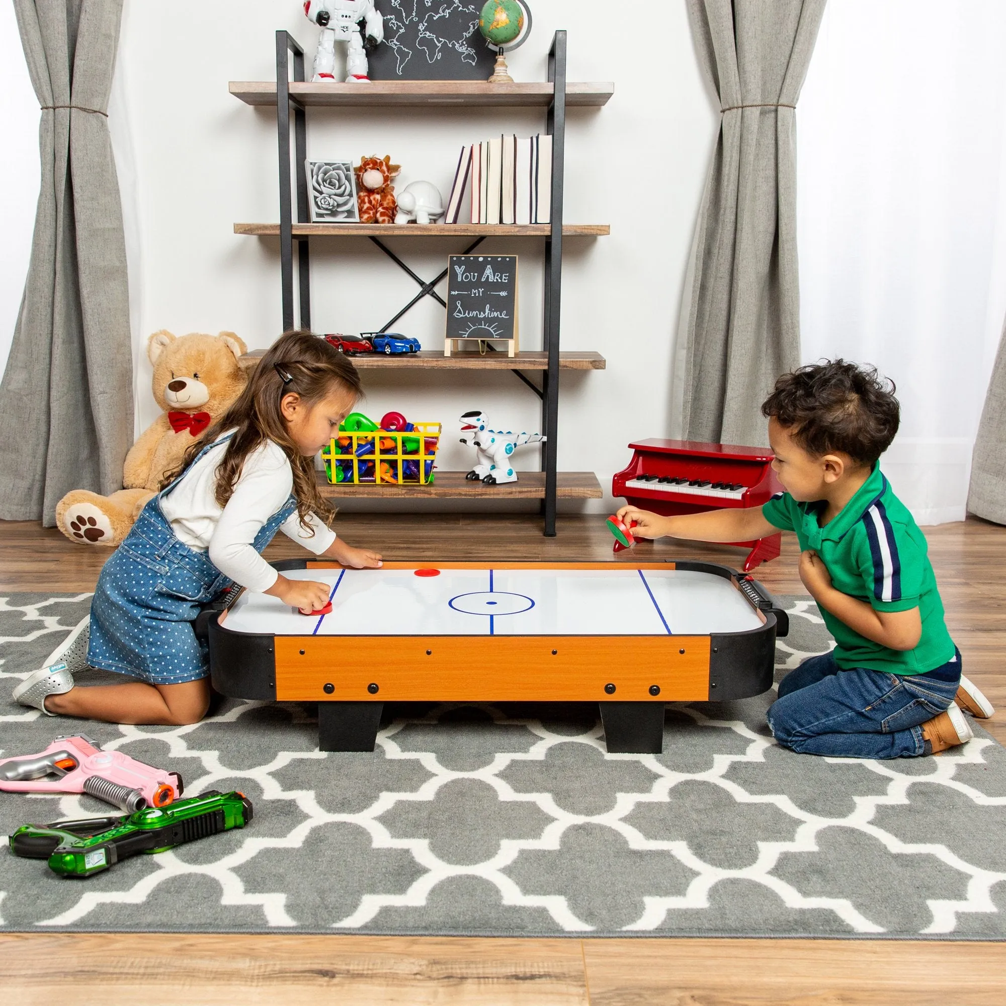 40in Air Hockey Arcade Game Table w/ 2 Pucks, 2 Strikers - Multicolor