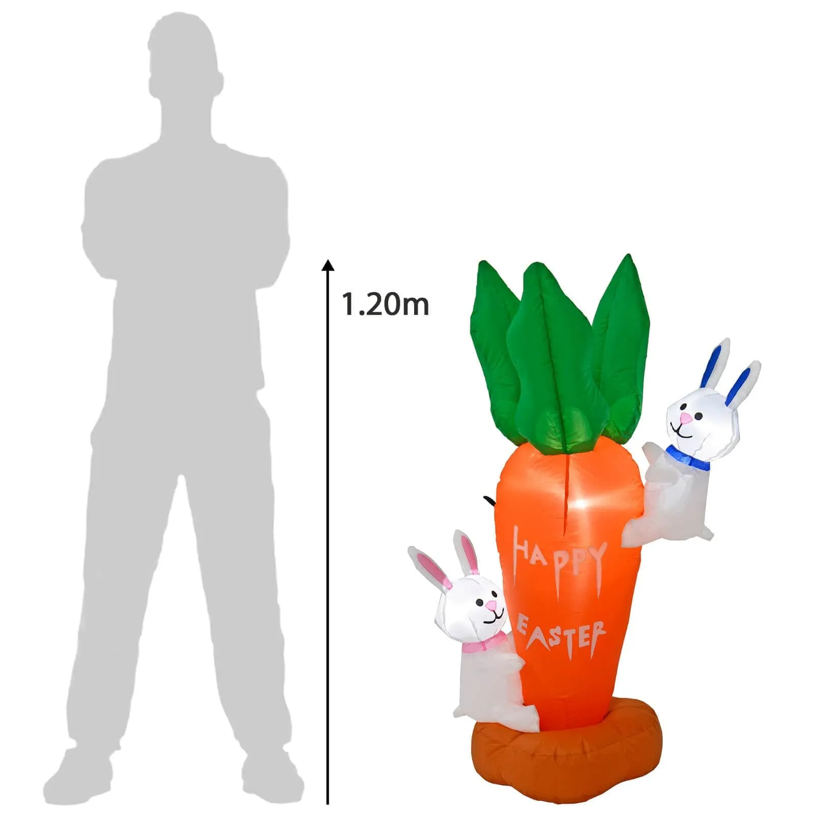 4ft Easter Carrot Bunnies Light Up Inflatable Party Decoration