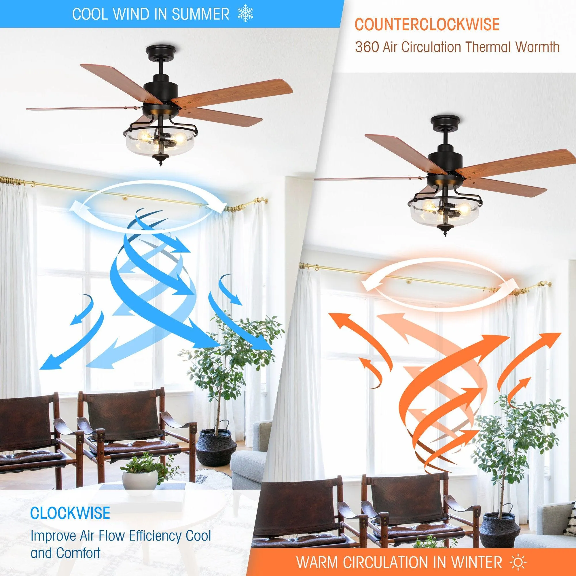 52" Mumbai Industrial Downrod Mount Reversible Ceiling Fan with Lighting and Remote Control