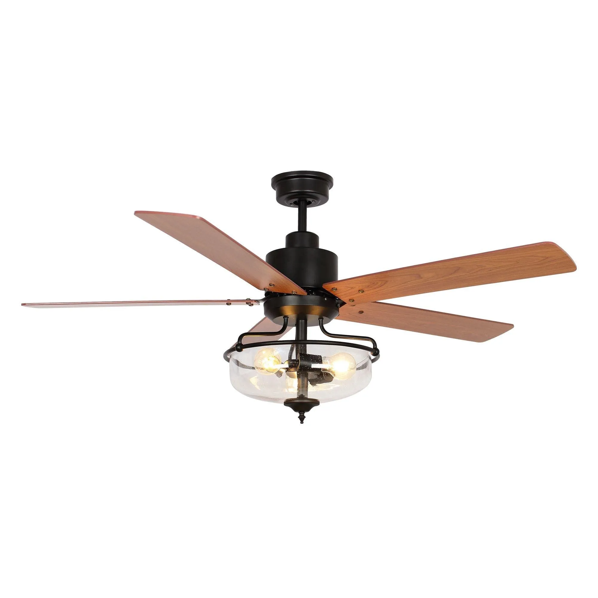 52" Mumbai Industrial Downrod Mount Reversible Ceiling Fan with Lighting and Remote Control