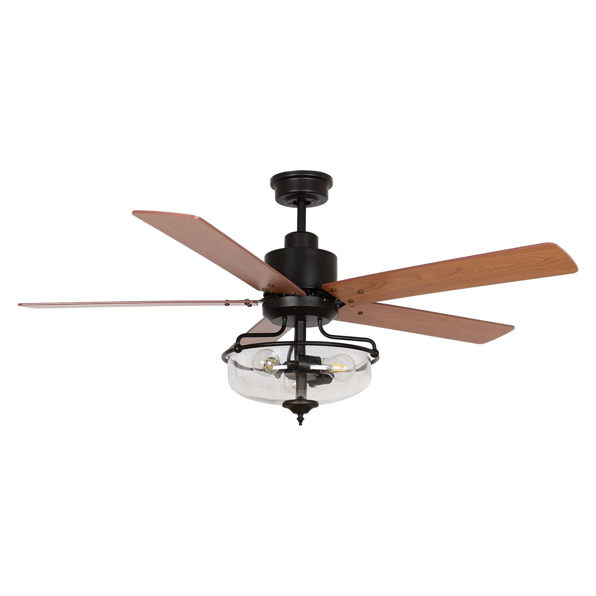 52" Mumbai Industrial Downrod Mount Reversible Ceiling Fan with Lighting and Remote Control