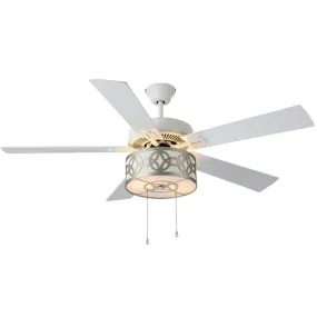 52"W Jeffery White Ceiling Fan with Light Kit