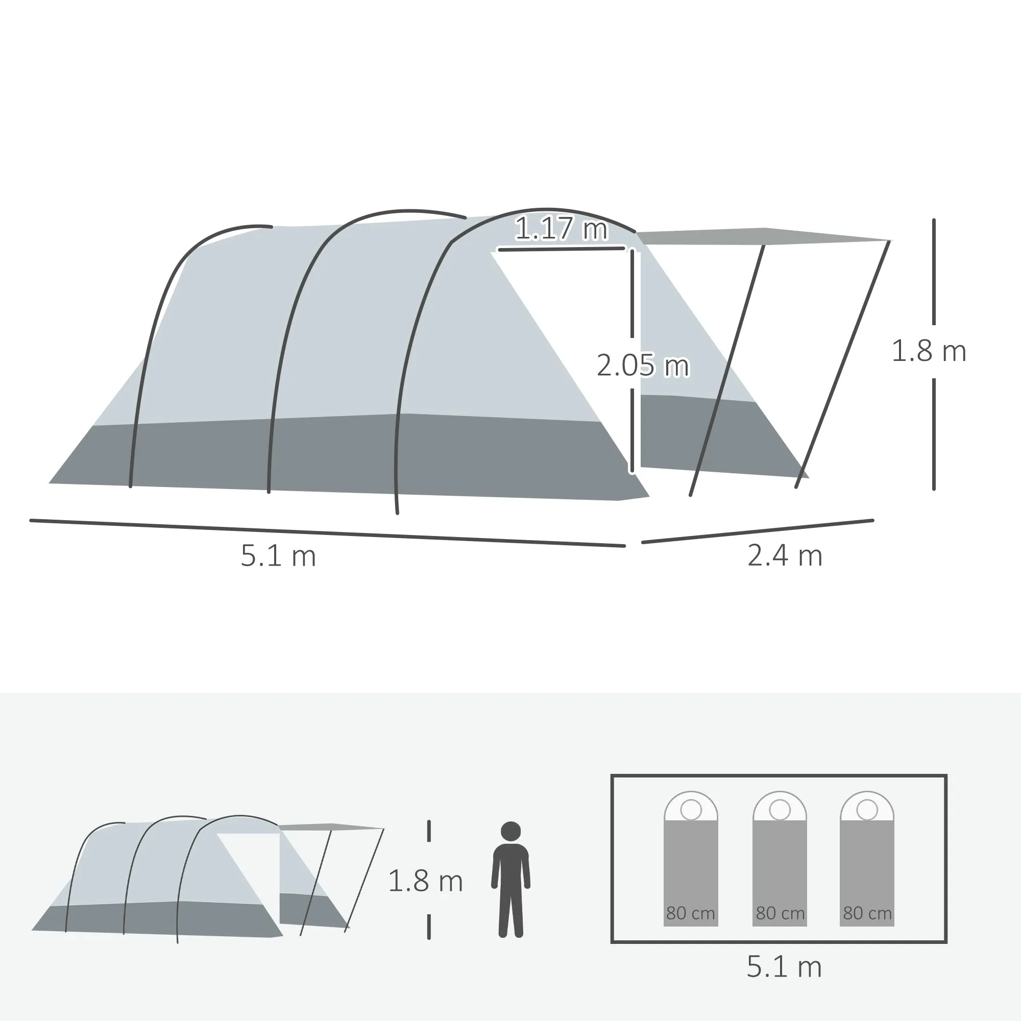 6-8 Person Tunnel Tent