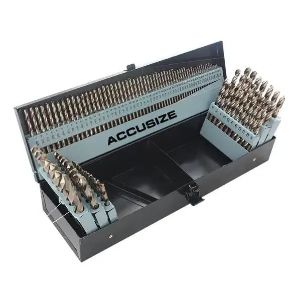 Accusize 0422-1003 - M35 HSS 5% Cobalt Premium 115 Pcs Drill Set 3-in-1, 135 deg split point, 1/16-1/2"   #1 to 60   A to Z, Fully Ground