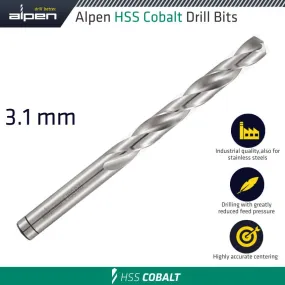 ALPEN HSS COBALT DIN 338 3.1MM BULK ALP6130031