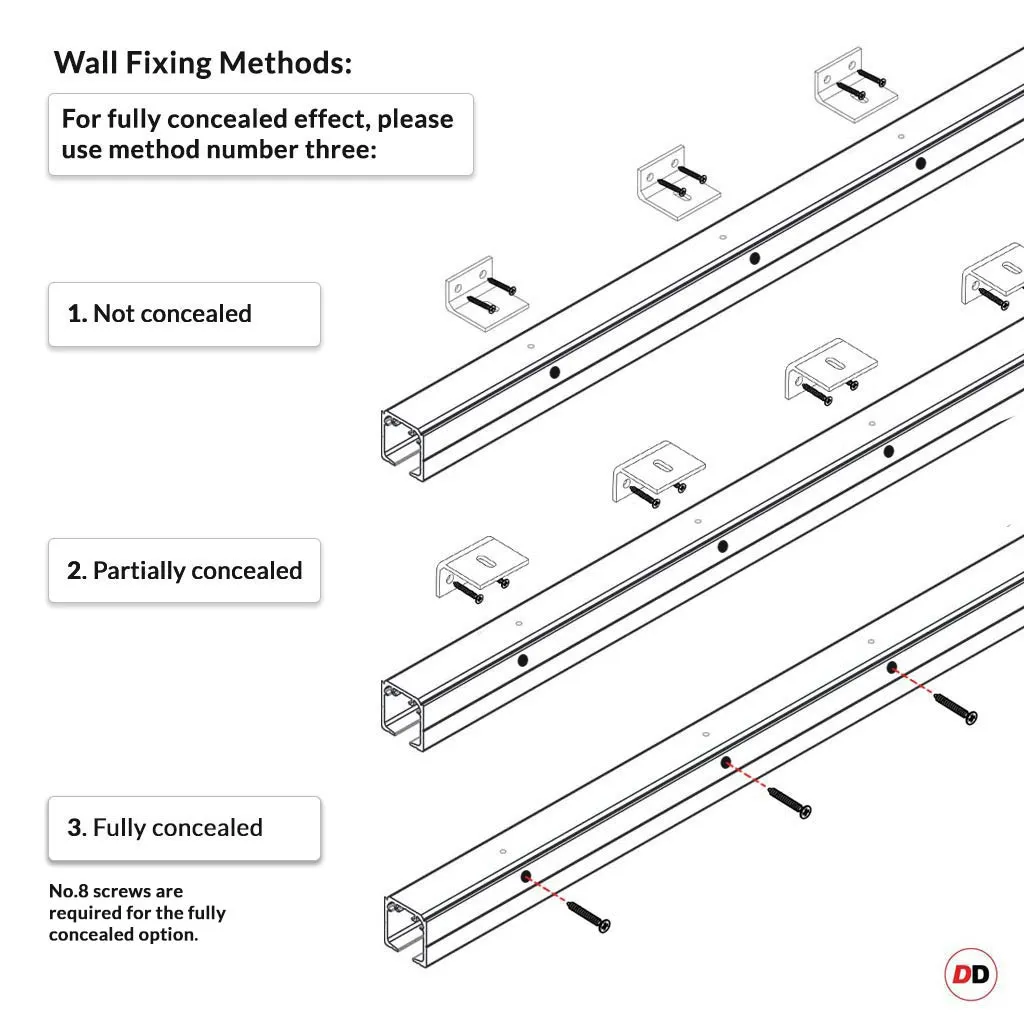 Aluminum Concealed Premium Double Sliding Wall Track for Wooden Doors