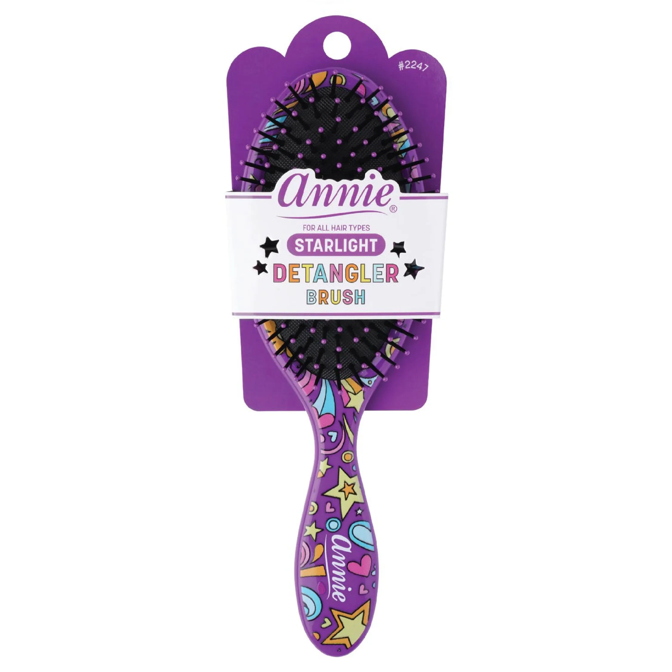 Annie Detangling Round Paddle Brush Purple Starlight