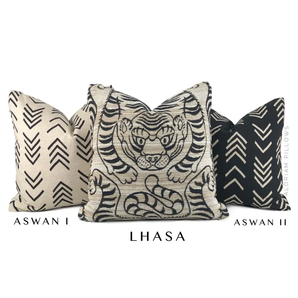 Aswan II Black Beige Tribal Arrow Print Pillow Cover