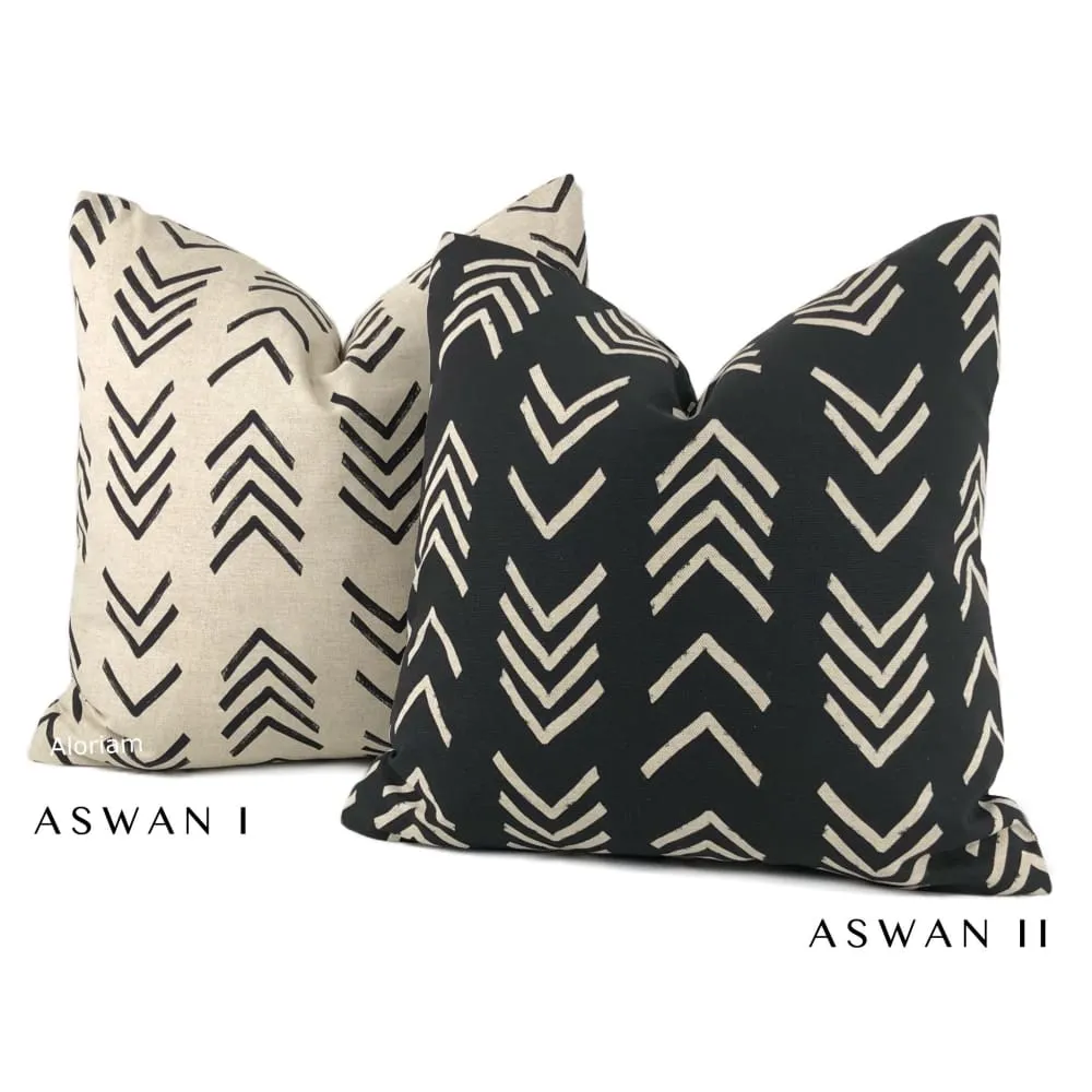 Aswan II Black Beige Tribal Arrow Print Pillow Cover