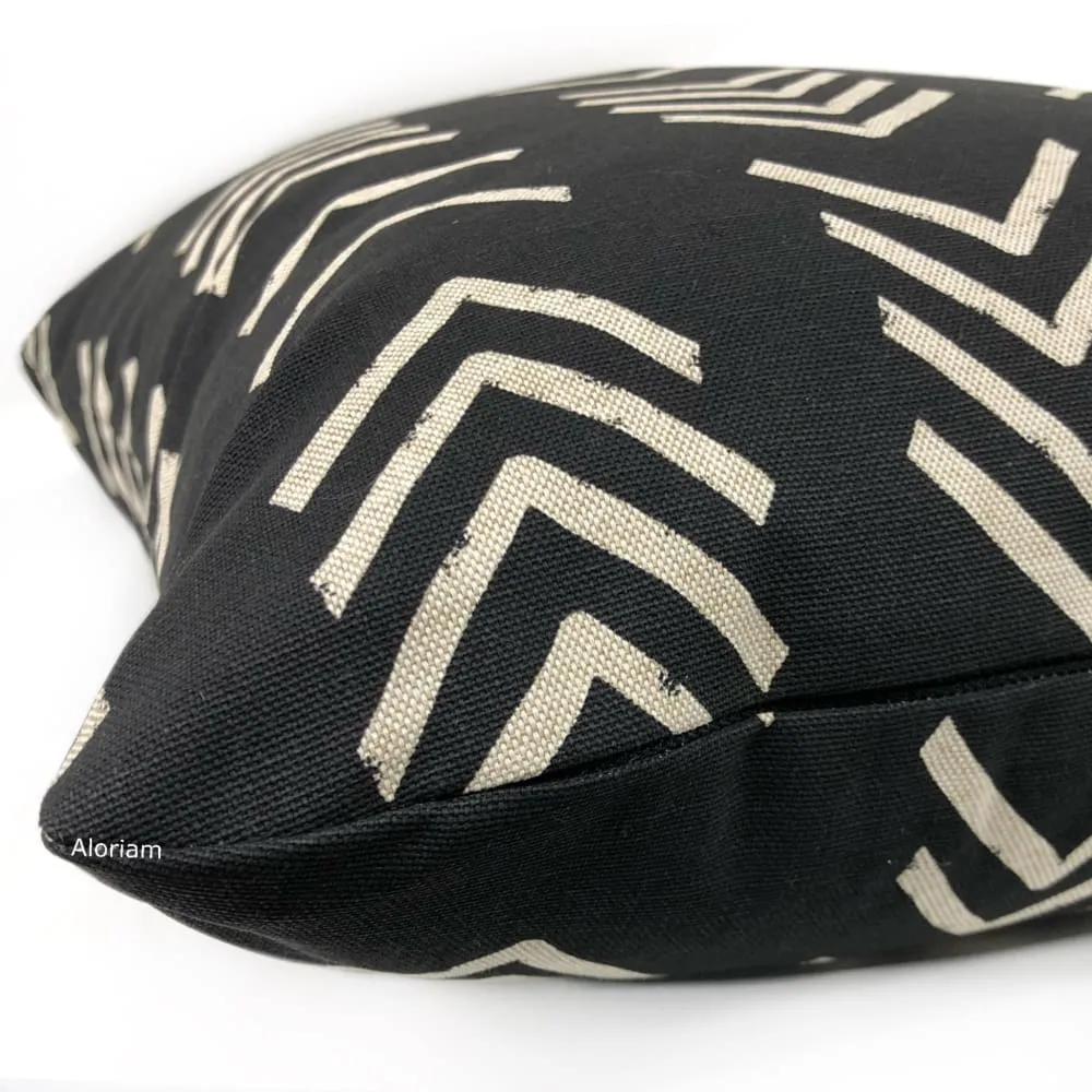 Aswan II Black Beige Tribal Arrow Print Pillow Cover