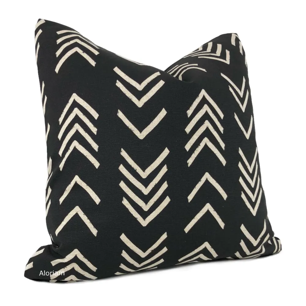 Aswan II Black Beige Tribal Arrow Print Pillow Cover