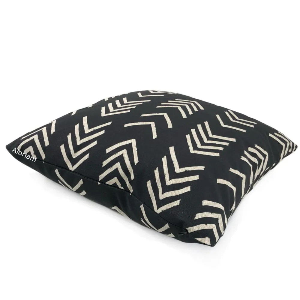 Aswan II Black Beige Tribal Arrow Print Pillow Cover