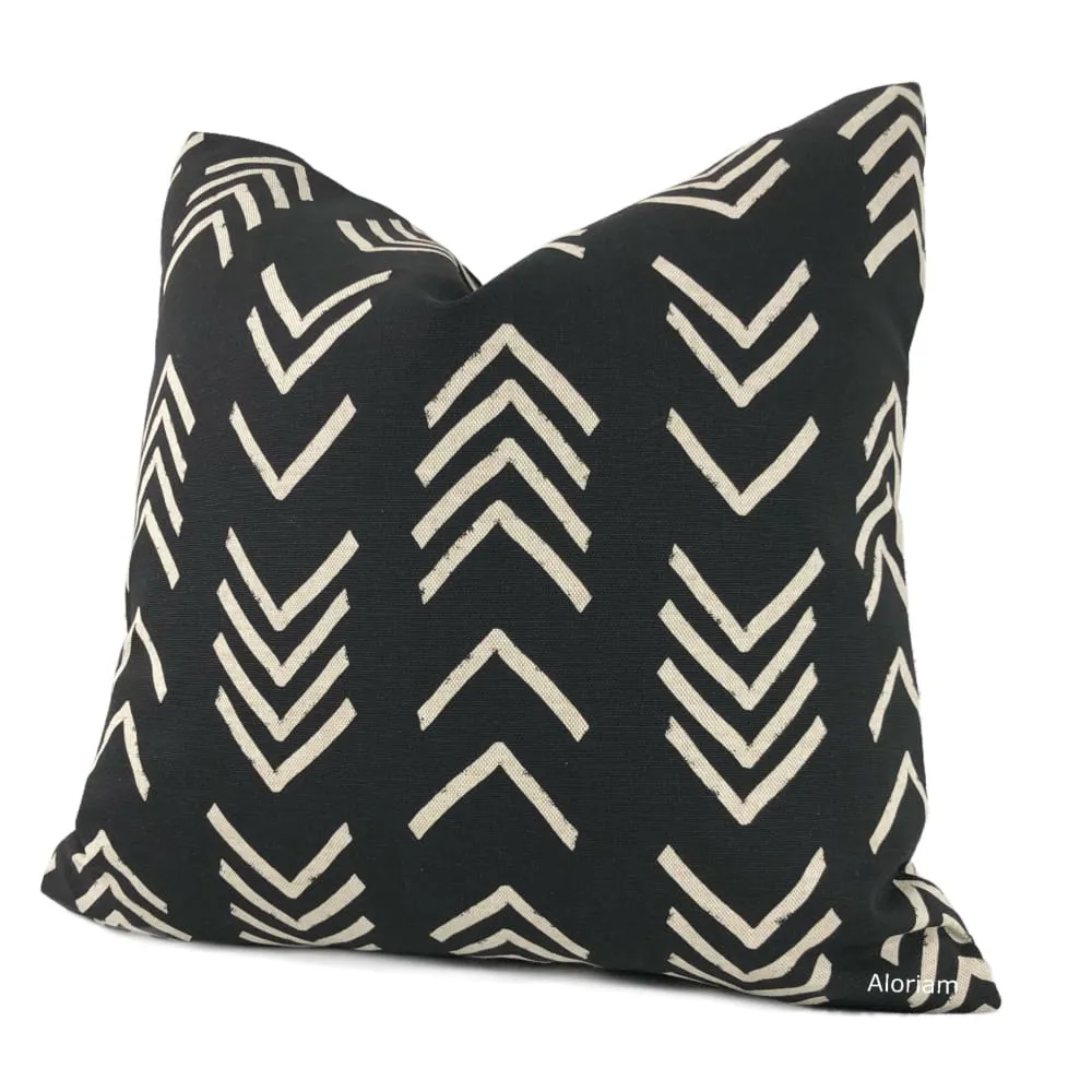 Aswan II Black Beige Tribal Arrow Print Pillow Cover