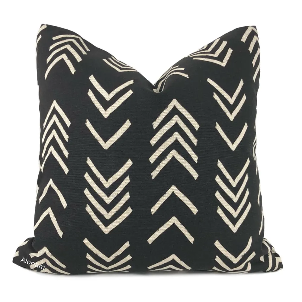 Aswan II Black Beige Tribal Arrow Print Pillow Cover