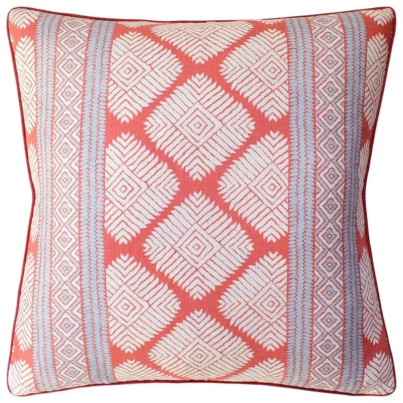 Austin Coral and Spa Blue Decorative Pillow by Ryan Studio