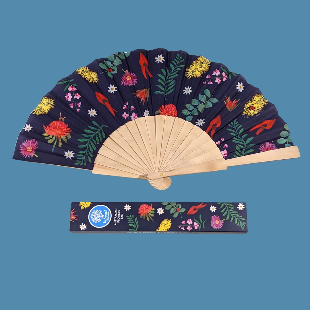 Australian Flowers | Wooden & Fabric Fan