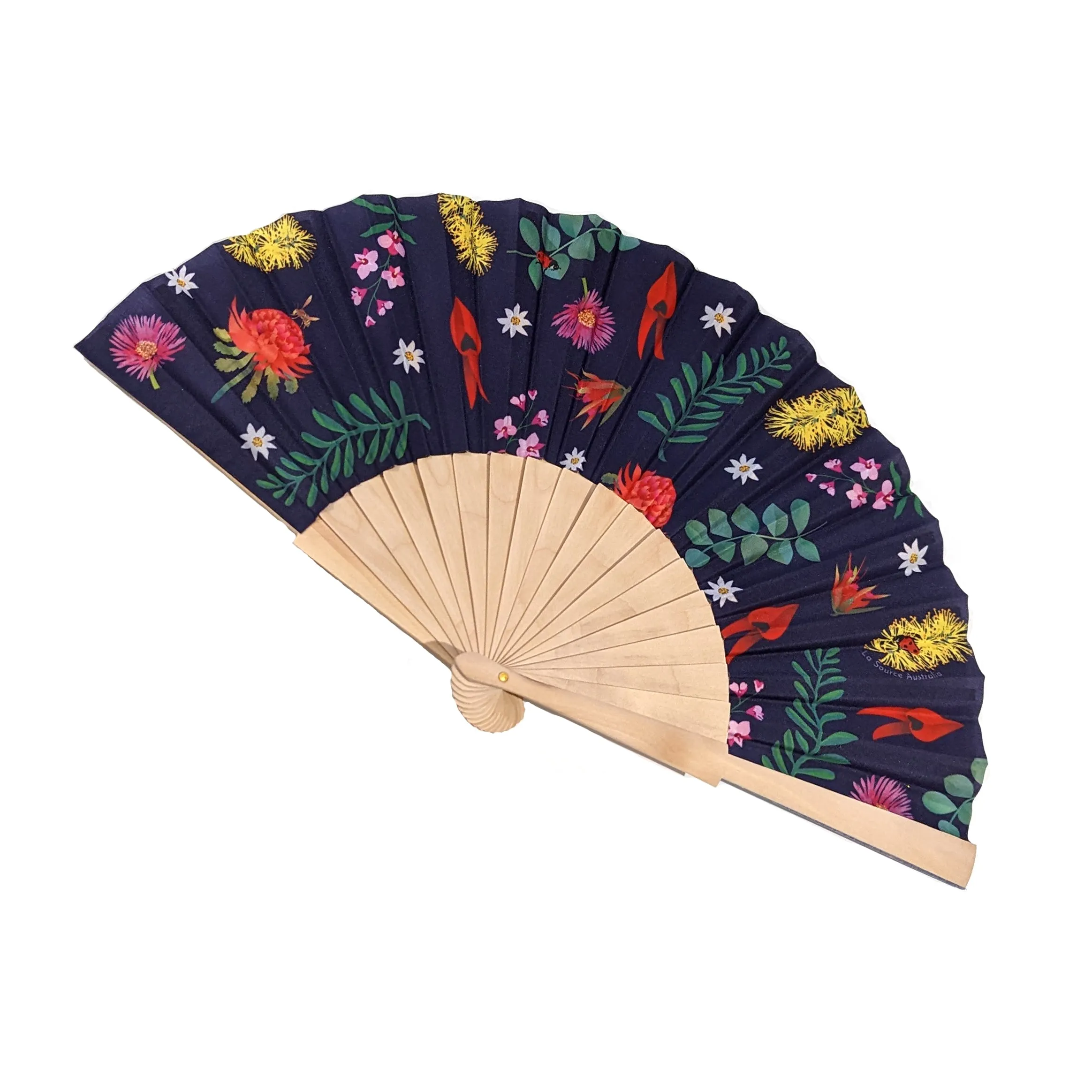 Australian Flowers | Wooden & Fabric Fan