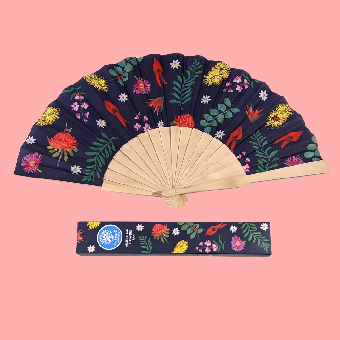 Australian Flowers | Wooden & Fabric Fan