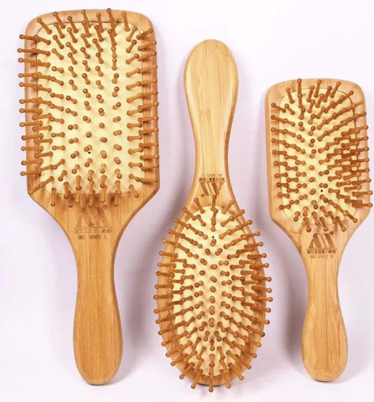 Bamboo Hair Brush Hairbrush Pneumatic Massage Comb Spherical Wooden Pins Healthy BMT03