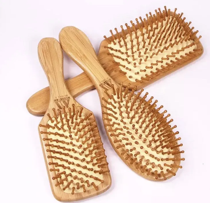 Bamboo Hair Brush Hairbrush Pneumatic Massage Comb Spherical Wooden Pins Healthy BMT03