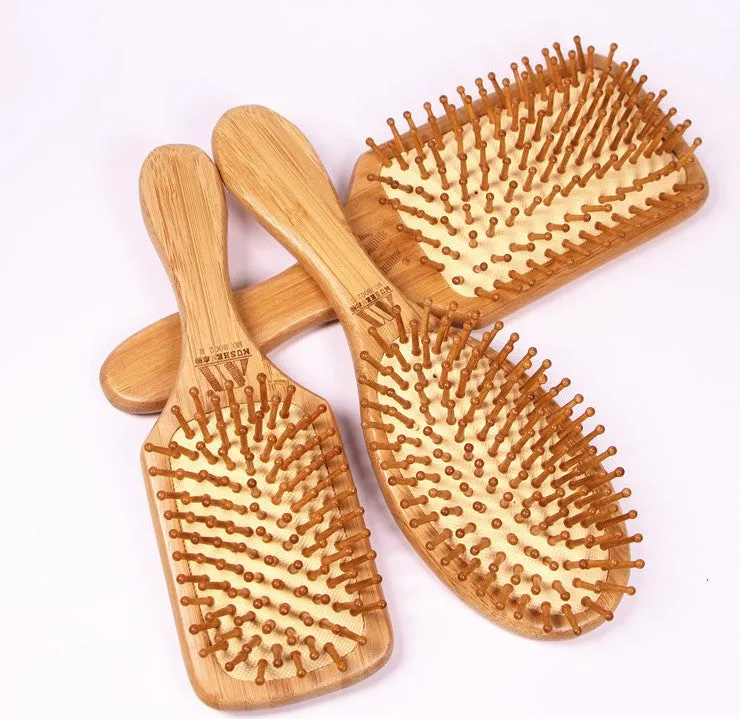 Bamboo Hair Brush Hairbrush Pneumatic Massage Comb Spherical Wooden Pins Healthy BMT03