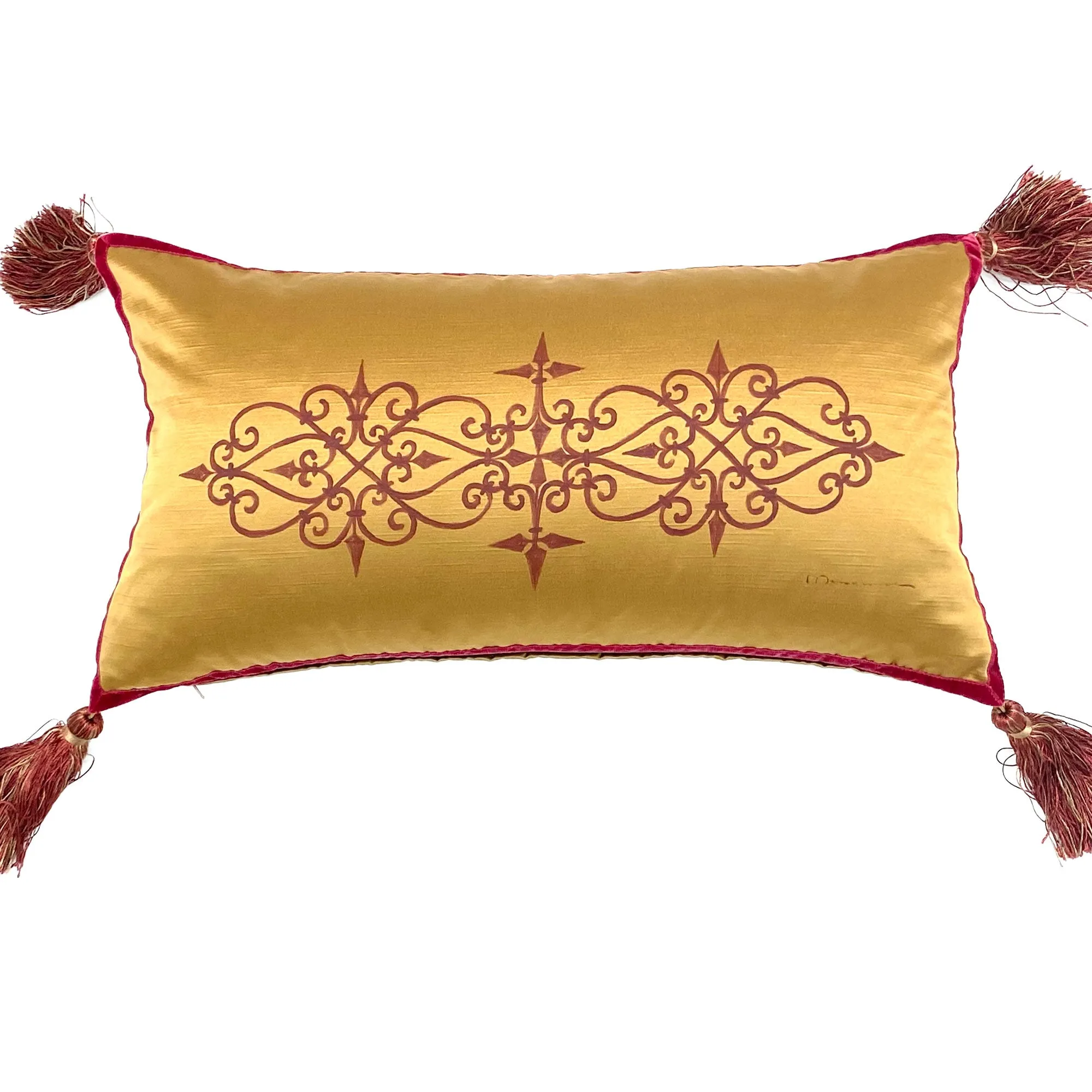 Barrington Gold Hand-Painted Lumbar Pillow Cover 15x26