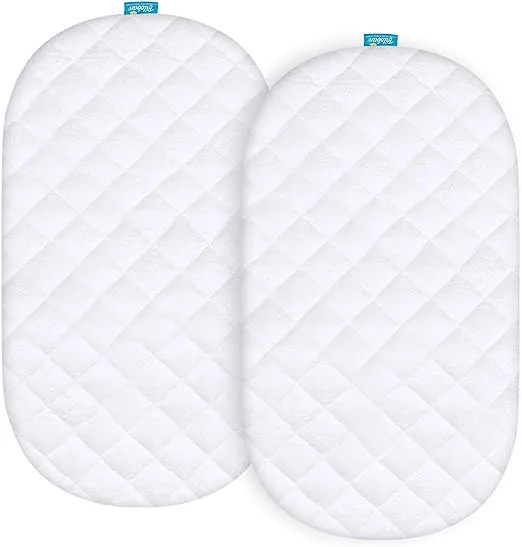 Bassinet Mattress Pad Cover - Fits Delta Children Sweet Dreams Bassinet, 2 Pack, Bamboo, Waterproof