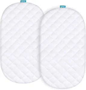 Bassinet Mattress Pad Cover - Fits Delta Children Sweet Dreams Bassinet, 2 Pack, Bamboo, Waterproof