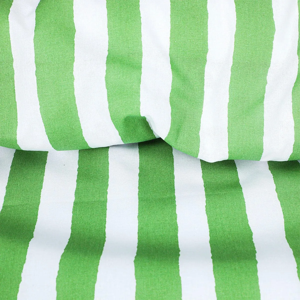 BED SHEET GREEN STRIPE-QUEEN