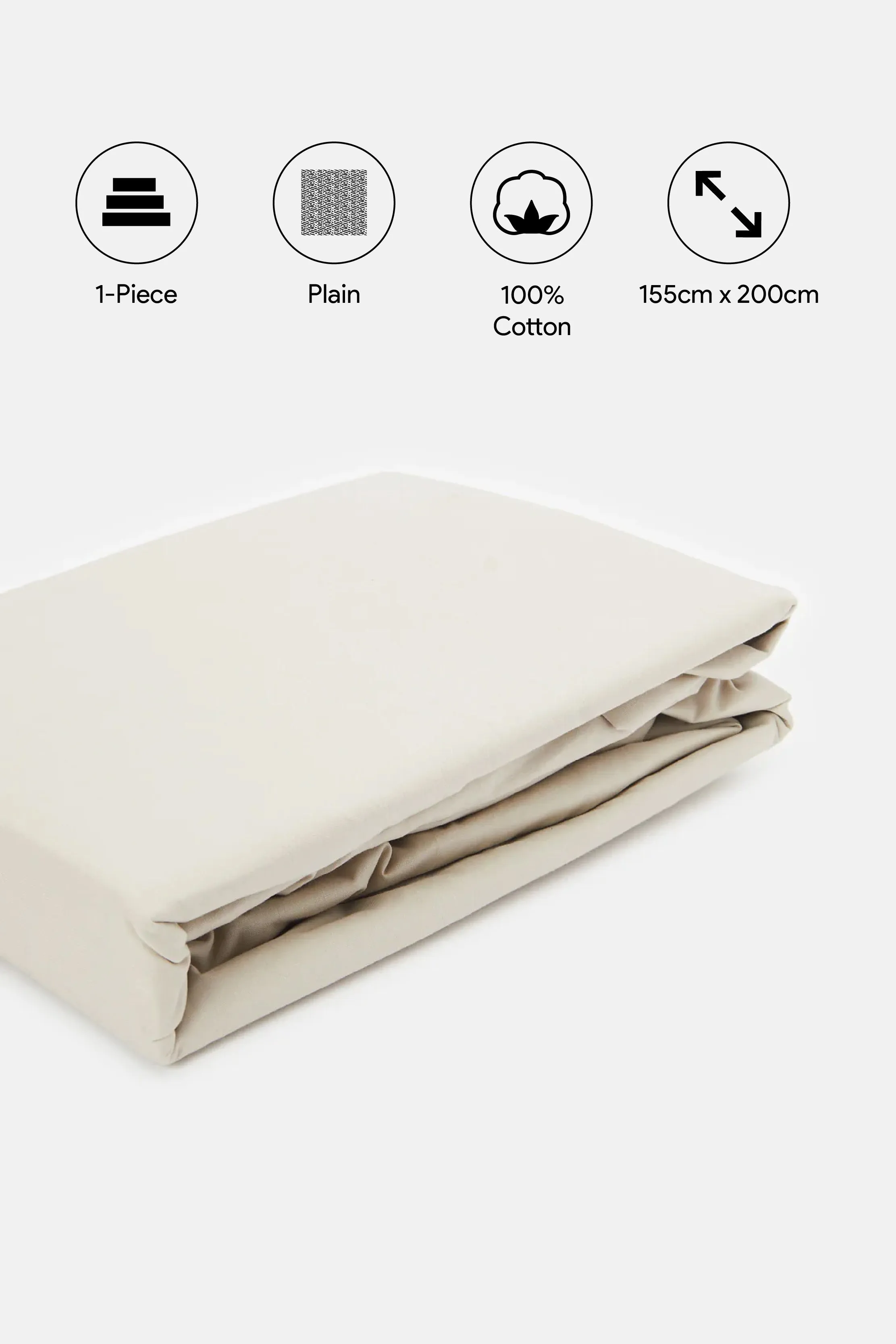 Beige Cotton Fitted Sheet (Double Size)